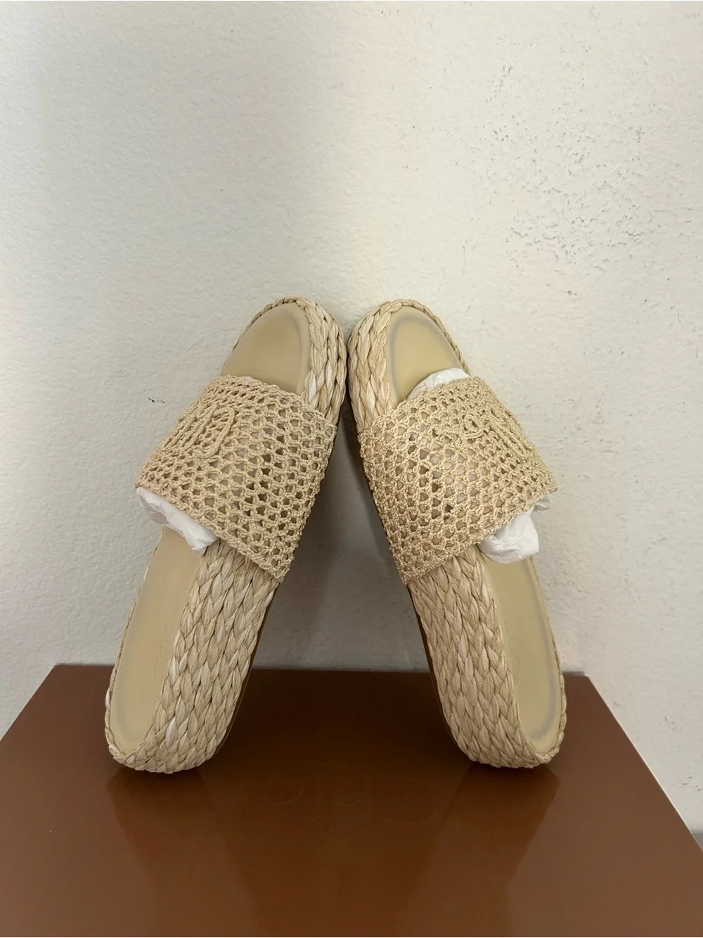 NIB Chloé Women's Isla Espadrille Slide Sandals in Neutral, Size 35, $850 Retail